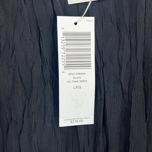 Eileen Fisher 100% Silk a Lightweight Crinkle Chiffon Dress Black Size Large NWT - Picture 5 of 11